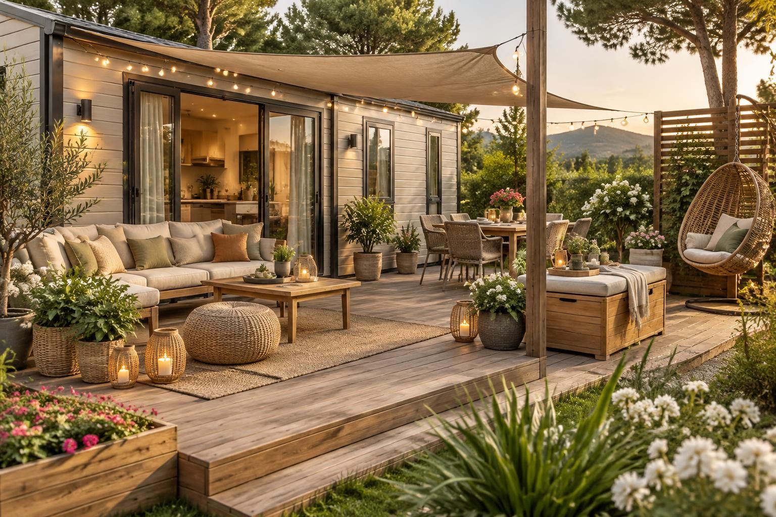 découvrez 10 idées cosy pour aménager la terrasse de votre mobil-home et créer un espace extérieur chaleureux, confortable et accueillant.