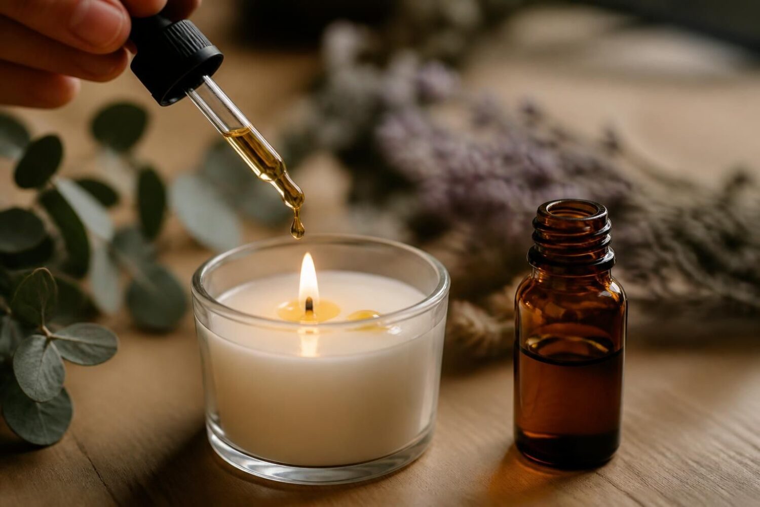 Combien de gouttes d&rsquo;huile essentielle mettre dans une bougie ?