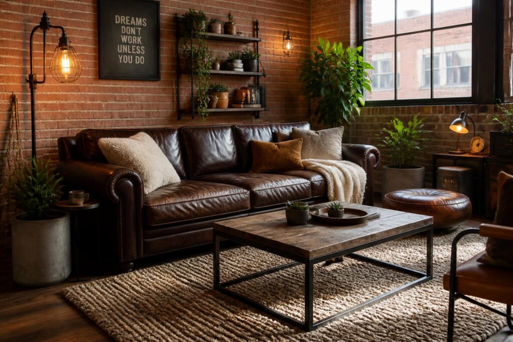 découvrez comment allier confort et caractère avec une déco salon industriel cocooning, pour un espace chaleureux et tendance.