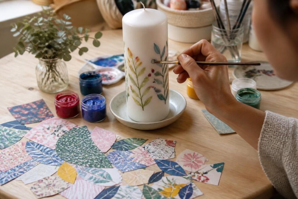 apprenez à décorer une bougie vous-même en utilisant de la peinture ou du papier pour personnaliser vos créations facilement et avec style.